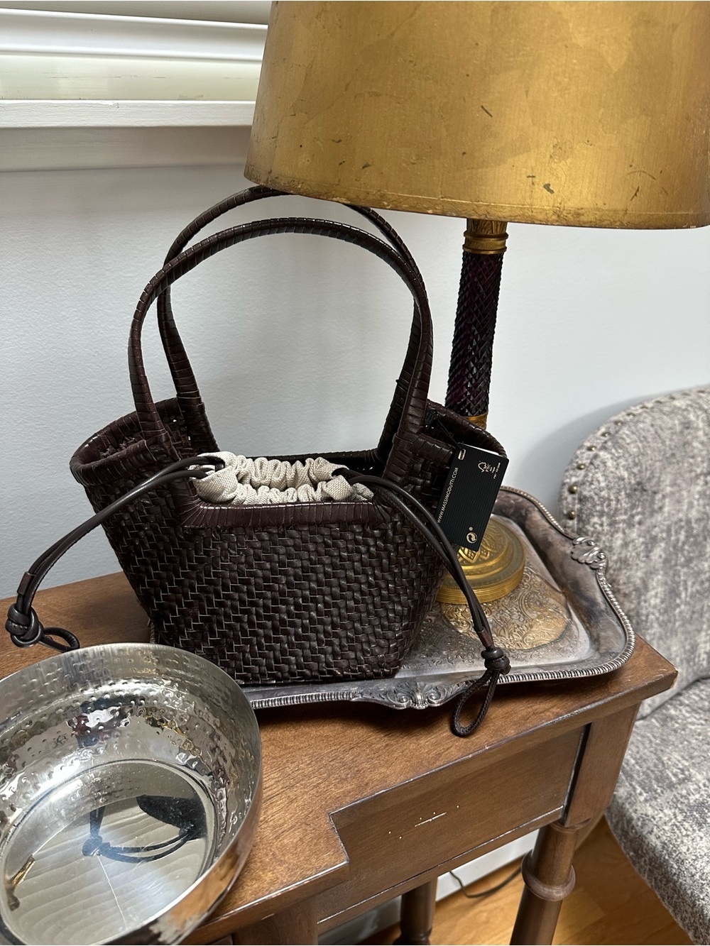 NWT Massimo Dutti Summer Bag Dark Brown Woven Tote Bag